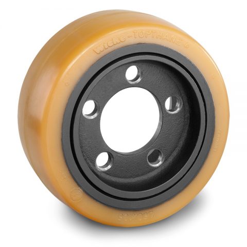 Drive wheel for electric pallet truck 250mm from polyurethane Flange application with 5 holes for machines Linde,Still-Wagner