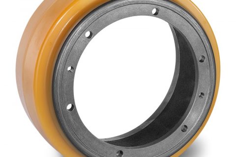 Drive wheel for electric pallet truck 260mm from polyurethane Flange application with 6 holes for machines Jungheinrich