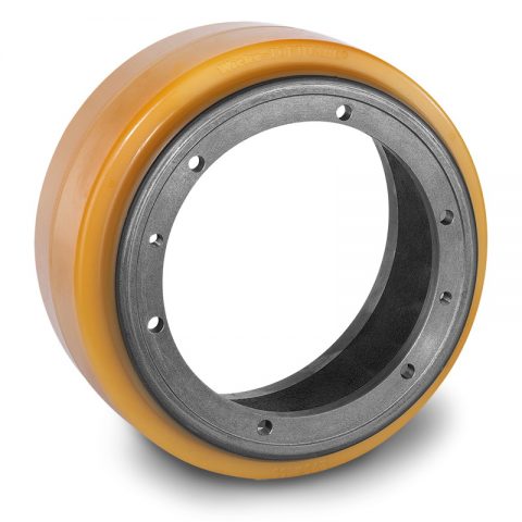 Drive wheel for electric pallet truck 260mm from polyurethane Flange application with 6 holes for machines Jungheinrich