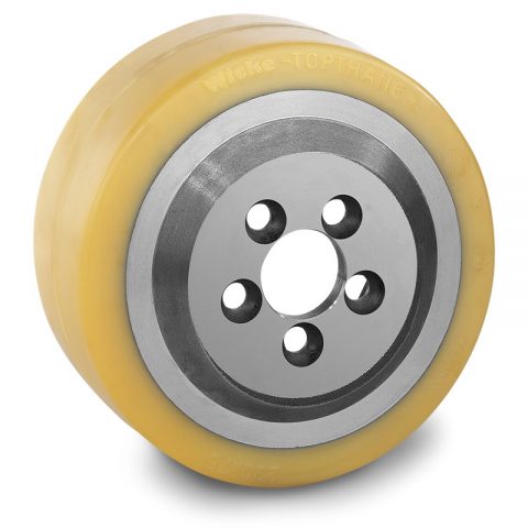 Drive wheel for electric pallet truck 230mm from polyurethane Flange application with 5 holes for machines Still-Wagner