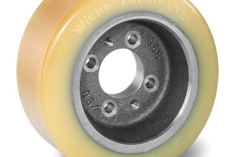 Drive wheel for electric pallet truck 200mm from polyurethane Flange application with 4 holes for machines Jungheinrich