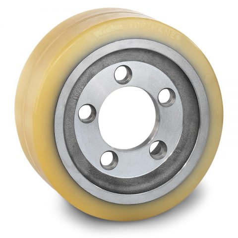 Drive wheel for electric pallet truck 254mm from polyurethane Flange application with 5 holes for machines Stocklin