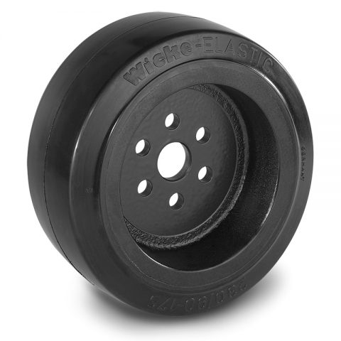 Drive wheel for electric pallet truck 230mm from Elastic Rubber Flange application with 6 holes for machines Linde