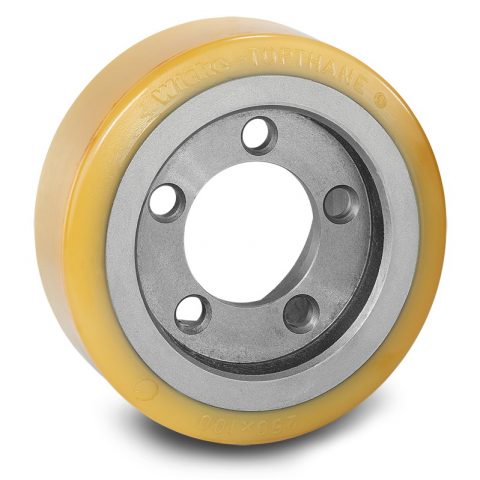 Drive wheel for electric pallet truck 250mm from polyurethane Flange application with 5 holes for machines Pimespo,Linde