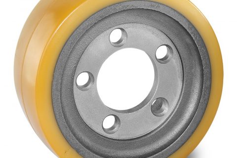 Drive wheel for electric pallet truck 254mm from polyurethane Flange application with 5 holes for machines Linde