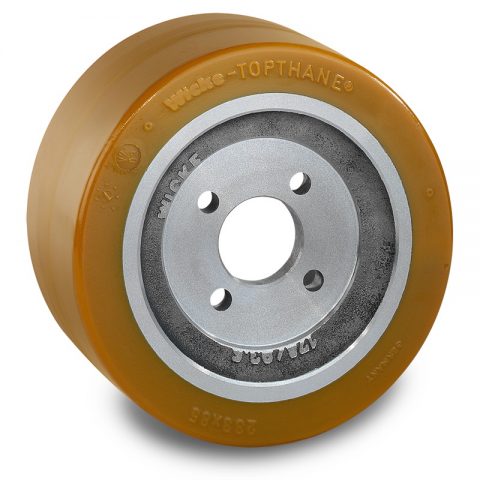Drive wheel for electric pallet truck 233mm from polyurethane Flange application with 4 holes for machines Jungheinrich,Still-Wagner