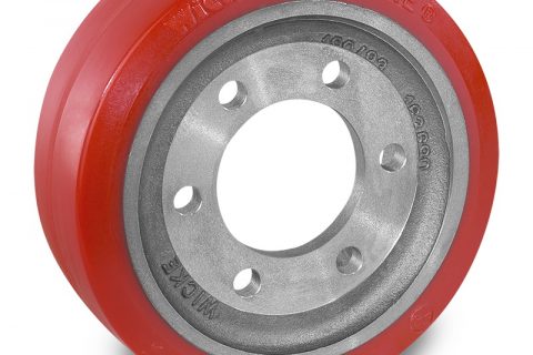 Drive wheel for electric pallet truck 233mm from polyurethane Flange application with 6 holes for machines Hyster/Yale