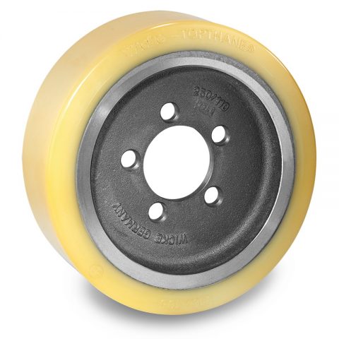 Drive wheel for electric pallet truck 310mm from polyurethane Flange application with 5 holes for machines Jungheinrich,Steinbock