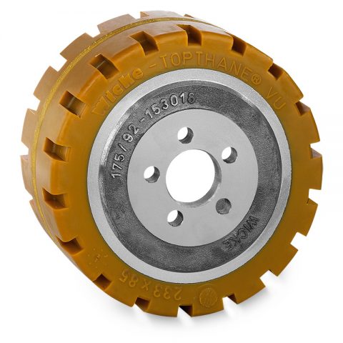 Drive wheel for electric pallet truck 233mm from polyurethane Flange application with 5 holes for machines MIC,Jungheinrich