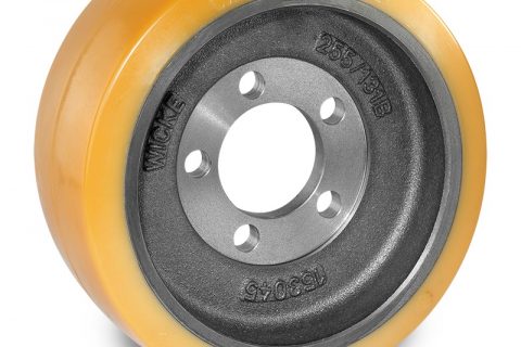 Drive wheel for electric pallet truck 313mm from polyurethane Flange application with 5 holes for machines ICEM,Linde