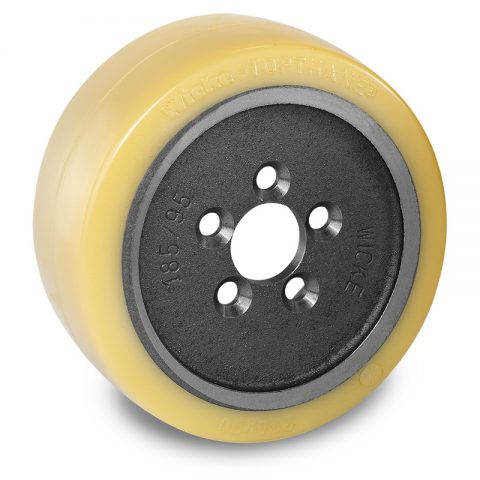 Drive wheel for electric pallet truck 230mm from polyurethane Flange application with 5 holes for machines Linde