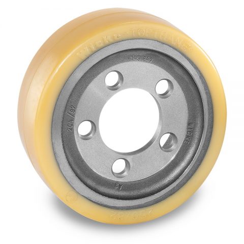 Drive wheel for electric pallet truck 250mm from polyurethane Flange application with 5 holes for machines Atlet