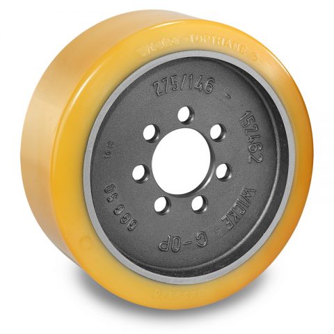 Drive wheel for electric pallet truck 343mm from polyurethane Flange application with 7 holes for machines Jungheinrich,Crown