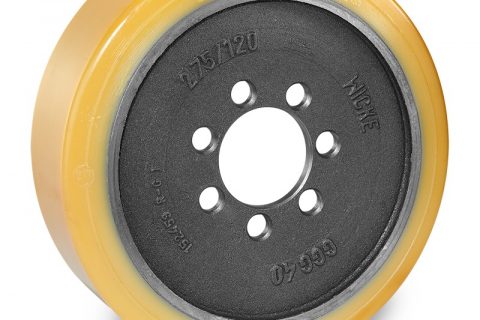 Drive wheel for electric pallet truck 343mm from polyurethane Flange application with 7 holes for machines Jungheinrich,MIC