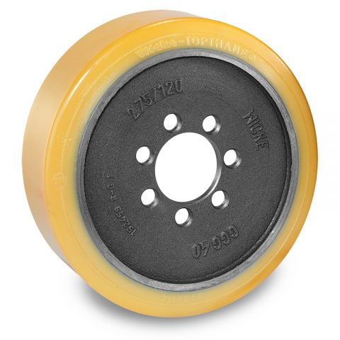 Drive wheel for electric pallet truck 343mm from polyurethane Flange application with 7 holes for machines Jungheinrich,MIC