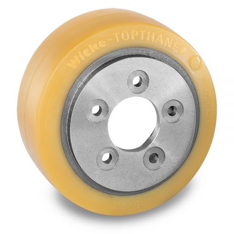 Drive wheel for electric pallet truck 215mm from polyurethane Flange application with 5 holes for machines BT