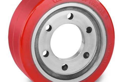 Drive wheel for electric pallet truck 230mm from polyurethane Flange application with 6 holes for machines Stocklin
