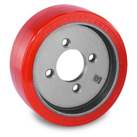Drive wheel for electric pallet truck 230mm from polyurethane Flange application with 4 holes for machines Jungheinrich,Steinbock