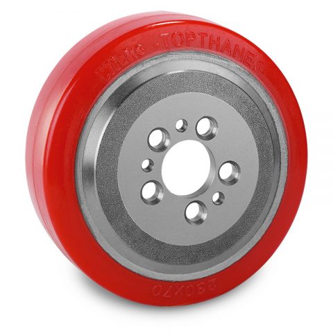 Drive wheel for electric pallet truck 230mm from polyurethane Flange application with 5 holes for machines MIC,Jungheinrich