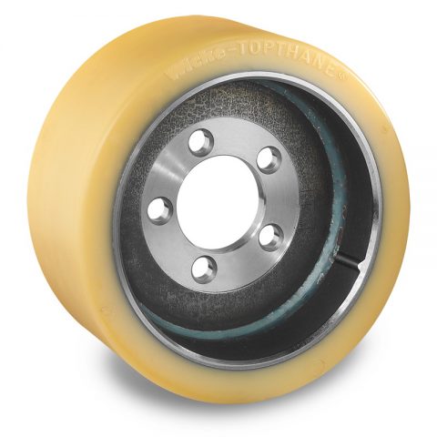 Drive wheel for electric pallet truck 300mm from polyurethane Flange application with 5 holes for machines Still-Wagner