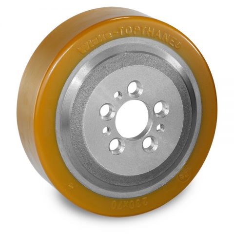 Drive wheel for electric pallet truck 230mm from polyurethane Flange application with 5 holes for machines Jungheinrich,Steinbock