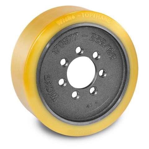 Drive wheel for electric pallet truck 310mm from polyurethane Flange application with 7 holes for machines BT