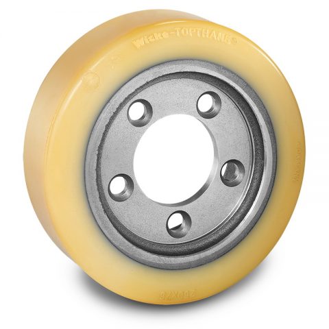 Drive wheel for electric pallet truck 250mm from polyurethane Flange application with 5 holes for machines BT