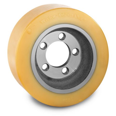 Drive wheel for electric pallet truck 300mm from polyurethane Flange application with 5 holes for machines Still-Wagner