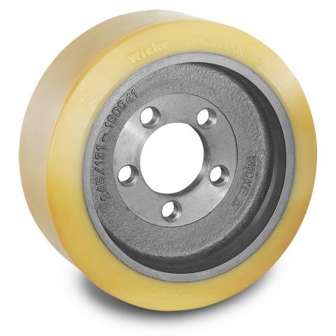 Drive wheel for electric pallet truck 313mm from polyurethane Flange application with 5 holes for machines Still-Wagner