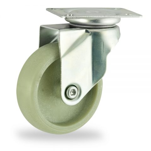 Zinc plated swivel castor 100mm for light trolleys,wheel made of polyamide with Fiber glass,plain bearing.Top plate fitting