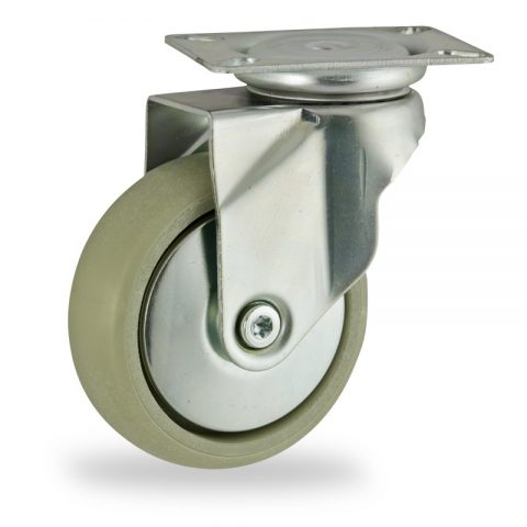 Zinc plated swivel castor 100mm for light trolleys,wheel made of polyamide with Fiber glass,plain bearing.Top plate fitting
