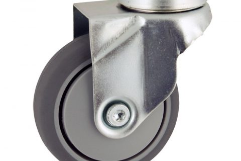 Zinc plated swivel castor 50mm for light trolleys,wheel made of grey rubber,precision bearing.Bolt hole fitting