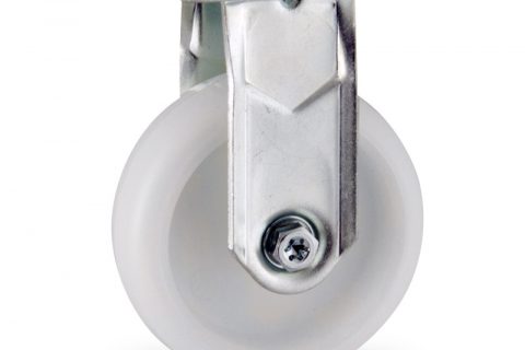 Zinc plated fixed castor 75mm for light trolleys,wheel made of polyamide,plain bearing.Top plate fitting