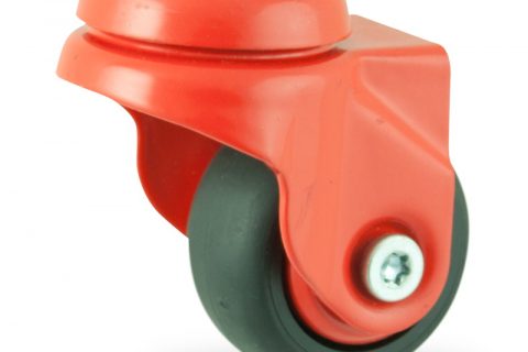 Colouredswivel castor 50mm for light trolleys,wheel made of Black rubber,plain bearing.Bolt hole fitting