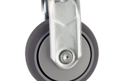 Zinc plated fixed castor 50mm for light trolleys,wheel made of grey rubber,precision bearing.Top plate fitting