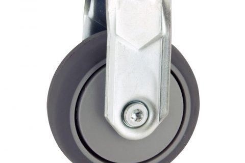 Zinc plated fixed castor 50mm for light trolleys,wheel made of grey rubber,precision bearing.Bolt hole fitting