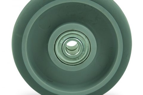 Wheel 125mm for light trolleys made from grey rubber,double ball bearings.