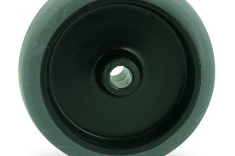 Wheel 50mm for light trolleys made from grey rubber,plain bearing.