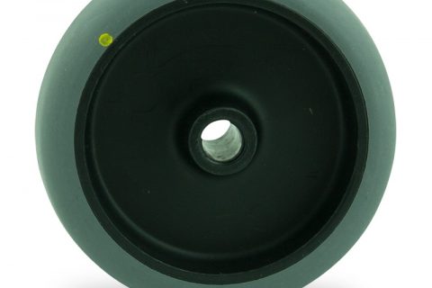Wheel 50mm for light trolleys made from electric conductive grey rubber,plain bearing.