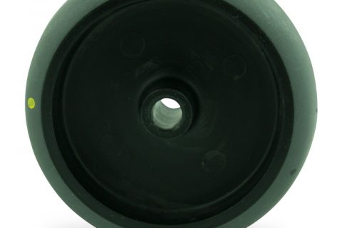 Wheel 100mm for light trolleys made from electric conductive grey rubber,plain bearing.
