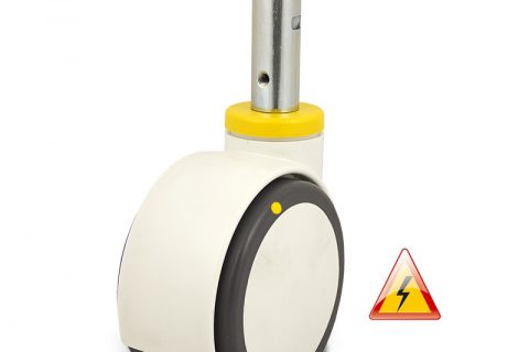 Double castor for hospital bed 125mm with directional lock, wheel electric conductive polyurethane with rim of polyurethane