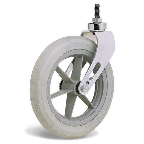 Castor for wheelchair 200mm, polyurethane with ball bearing, bolt stem fitting