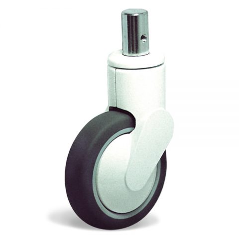 Castor for hospital bed 125mm with directional lock, wheel synthetic grey rubber with rim of polypropylene