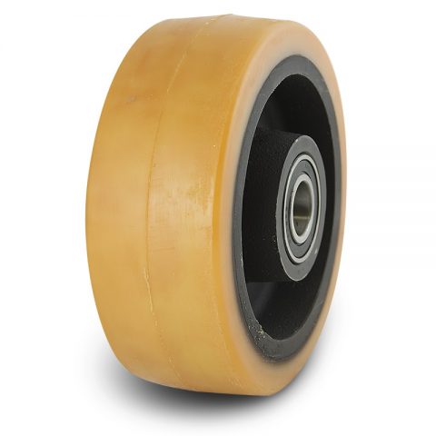 Support wheel for electric pallet truck 180mm from polyurethane with ball bearings for machines Jungheinrich,Linde and axle 25mm
