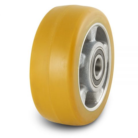Support wheel for electric pallet truck 180mm from polyurethane with ball bearings for machines Jungheinrich,Linde,Fenwick,Lansing and axle 25mm
