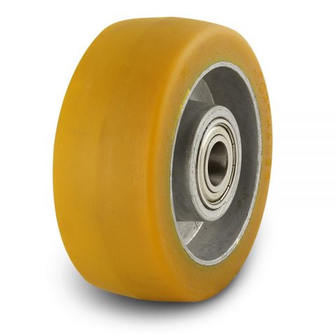 Support wheel for electric pallet truck 82mm from polyurethane with ball bearings for machines Jungheinrich,MIC,Linde and axle 17mm