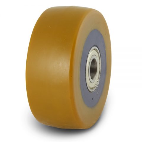 Support wheel for electric pallet truck 100mm from polyurethane with ball bearings for machines Jungheinrich,Linde and axle 15mm