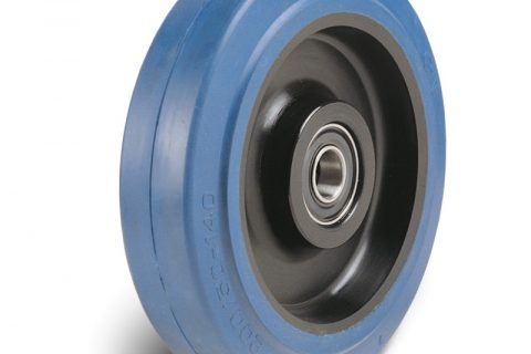 Loose wheels for trolleys.Non marking elastic rubber with Polyamide and Stainless roller bearing