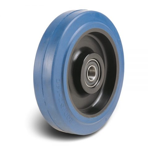 Loose wheels for trolleys.Non marking elastic rubber with Polyamide and roller bearing