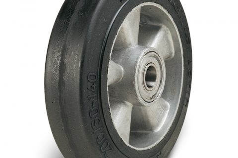 Loose wheels for trolleys.Elastic black rubber with Aluminium rim and Double ball bearings